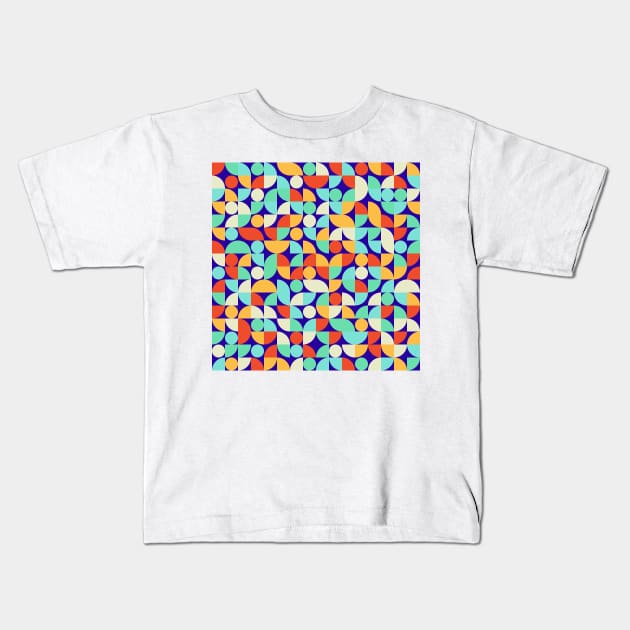 Bahaus Neo Geometric Colorful Pattern v1 Kids T-Shirt by Shahba